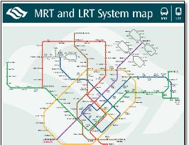 Singapore MRT & LRT train / rail map